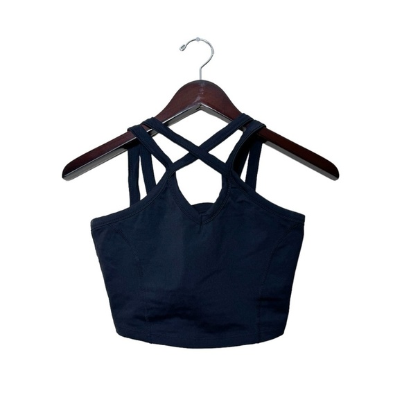 KIRAGRACE Black Grace Caged Strappy Yoga Crop Top Size M - Picture 1 of 11